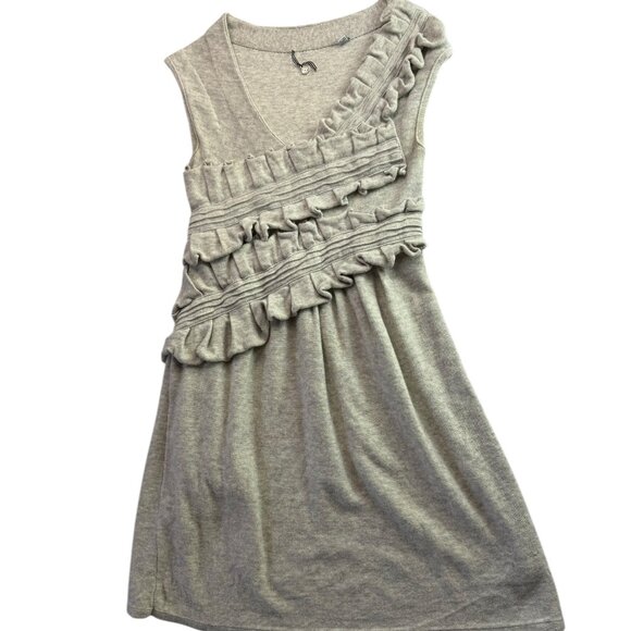 RARE Anthropologie Knitted and Knotted Sweater Knit Dress. Gray.Ruffles Sz XS RARE Anthropologie Knitted and Knotted Sweater Knit Dress. Gray.Ruffles Sz XS